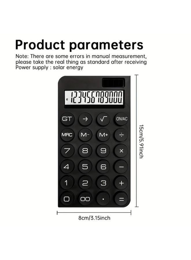 Solar Powered Calculator with LED Display and Mechanical Buttons for Office Students Black - Image 2